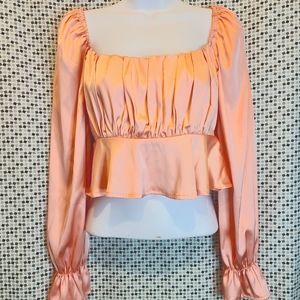 2bella Boutique Satin Ruffle Crop Top Size Sm